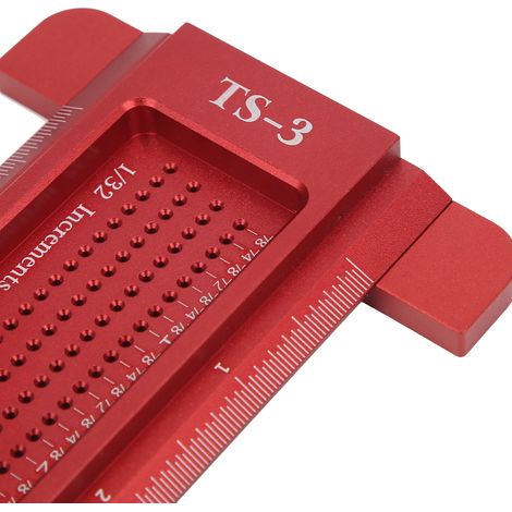 TS-3 Anreißlineal für Holzbearbeitung, perforiertes Lineal mit Zollmaßen, T-Lineal aus Aluminiumlegierung, Anreißwerkzeug für Holzbearbeitung (0 bis 3 Zoll). (1/5)