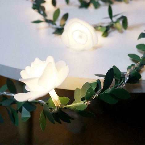 Märchenhafte LED-Weihnachtslichterkette in Form einer Rose, 3 Meter, 20 LEDs, batteriebetrieben, zur Außendekoration von Hochzeiten, Gärten oder Partys. (1/5)