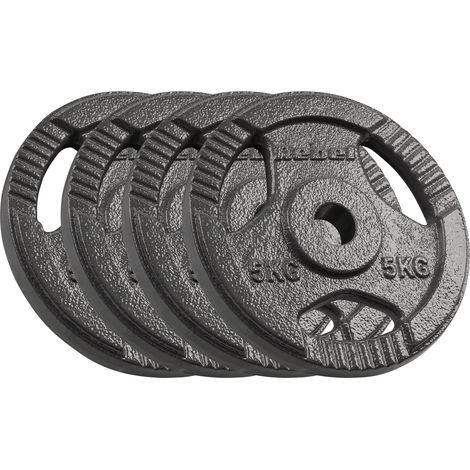 Juego de pesas de hierro fundido 4x5kg 20kg agujero placa de 31mm con asas REBEL (1/5)