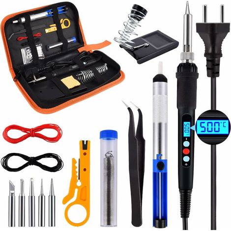 Electronic Soldering Kit - 60W 14 in 1 LCD display with adjustable temperature 180-500℃ for Electrical Engineering Repairs Desoldering Welder Set Automatic Sleep Function (1/5)