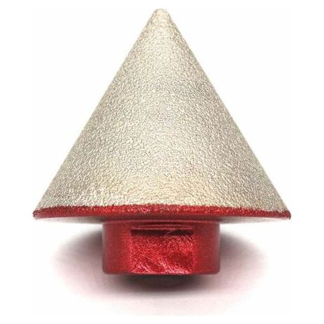 Fraise diamantée brasée pour aléser la pierre, la céramique, le carrelage et le verre Fraise à pointe conique de 48 mm de diamètre Filetage M14 (1/4)