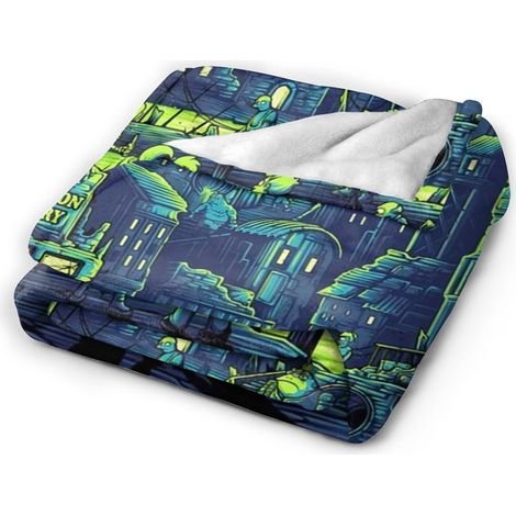 1 Manta de felpa con estampado futurista, suave y ligera, para cama, sofá, oficina, viajes y camping. (1/5)