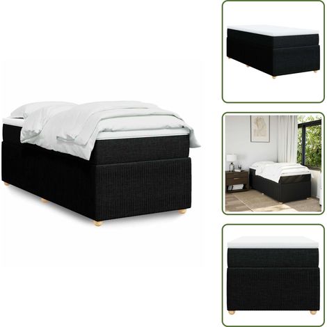 Letto con doghe - vidaXL Giroletto a Molle con Materasso Nero 100x200 cm in Tessuto - Materasso morbido