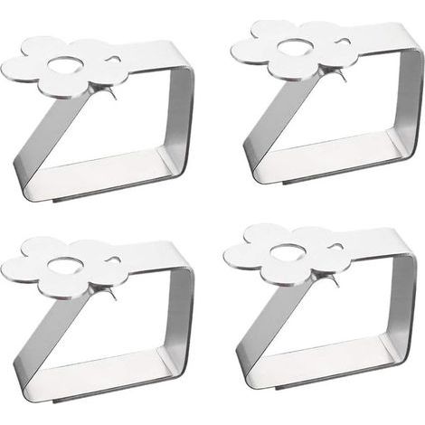 Pinces à Nappe en Acier Inoxydable 4 pièces à Motifs de Fleurs Support de Nappe l'épaisseur de la Table ne Dépasse Pas 3 cm de Couverture de Table Clip de Patio Maison Jardin Extérieur-Fei Yu (1/4)