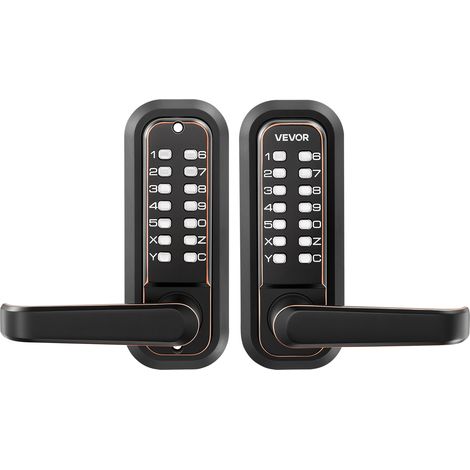 VEVOR Serratura Porte Meccanica Tastiera Bifacciale Codice 4-7 Cifre con Maniglia, Serratura per Porta Senza Chiavi Batterie Spessore Compatibile 35-65 mm, Porta deIngresso, Colore Finitura Bronzo (1/5)