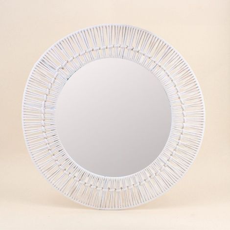 Miroir rond en corde beige 60cm