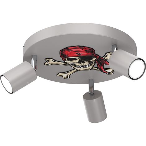 Plafonnier Luminex Fun gris rond 3 spots orientables GU10 8W