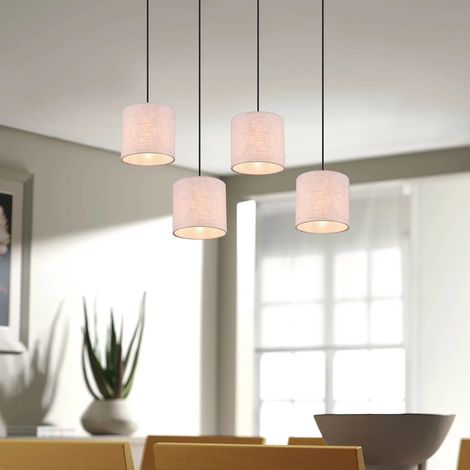 Suspension Elmau 4xE27 Abat-jour Nickel Et Sable L100 cm Trio Lighting (1/5)