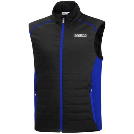 Vest Sparco gilet da lavoro con imbottitura leggera unisex antivento Nero/Azzurro Tg. S e inserti stretch laterali tasca interna laterale Nero/Azzurro S
