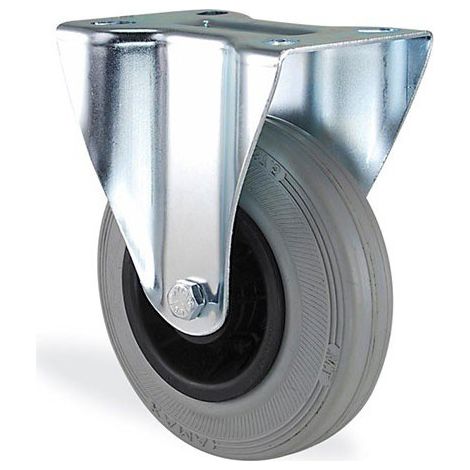 Roulette fixe caoutchouc gris souple diamètre 150mm charge 125kg