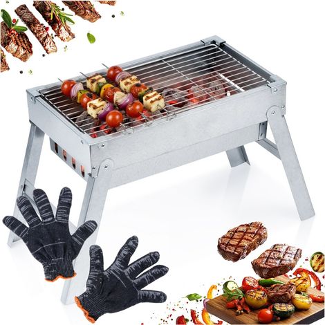 Barbecue a carbone pieghevole e portatile per giardino, vacanze, picnic, piccolo, 46 cm (1/5)