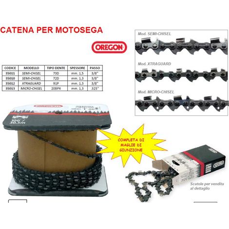 Oregon CATENA PER MOTOSEGA MICRO-CHISEL Spessore mm. 1,3 - Passo .325 - Rotolo mt. 30,5 (1/2)