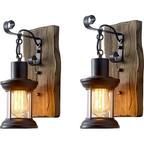 Aplique de pared, diseño rústico, iluminación versátil, 2 piezas, bombilla no incluida. (1/2)
