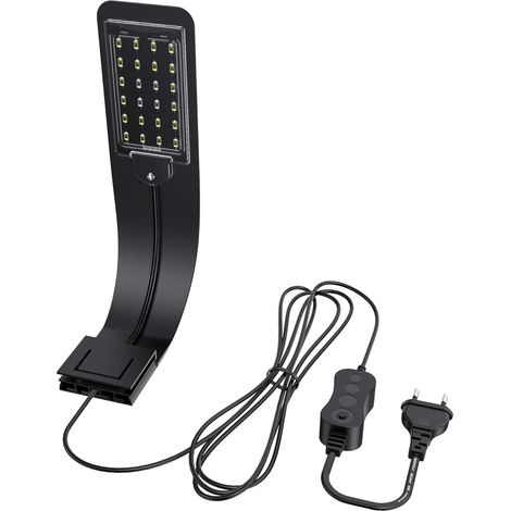 Ultradünne LED-Lampe für kleine Aquarien, Mini-Clip-On-Aquarienlampe mit 24 weißen und blauen LEDs für 30-40 cm Aquarien, 10 W (Schwarz)