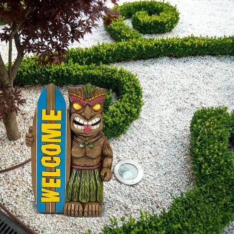 Pancarte de bienvenue sur planche de surf - Ornement de jardin pour décoration extérieure, statue de jardin (1/4)
