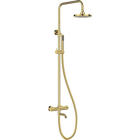 Conjunto VEO I, ducha de superficie dorada con termostato Besco. (1/2)