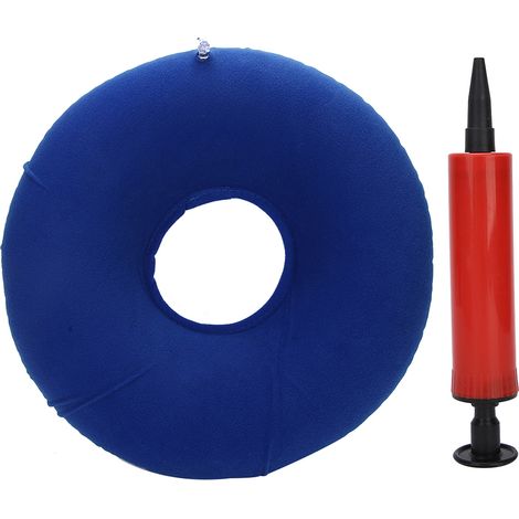 Matelas rond, respirant et gonflable pour prévenir les escarres, adapté aux patients alités (bleu). (1/5)