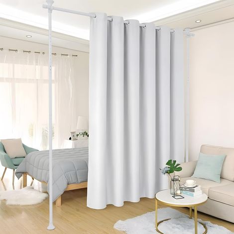 Tringle à Rideaux sans Percage, paravent Interieur ou Tringle Rideau Extensible sans Percage - Brise-Vue pour Salon, Chambre à Coucher ou Bureau - 178 x 317 cm (L x H) - Blanc (1/5)