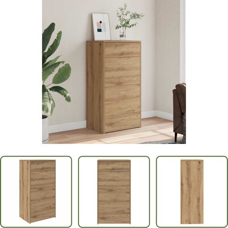 Schubladen - Sideboard mit 6 Schubladen Artisan-Eiche 50x34x96 cm (1/5)