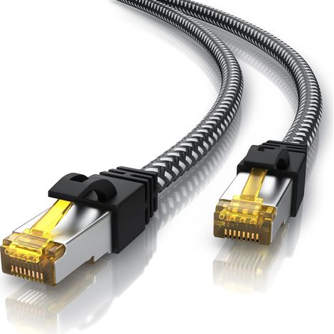 Primewire Patchkabel CAT 7 Rohkabel mit Baumwollummantelung - Gigabit Ethernet LAN Kabel - 10 Gbit/s - S/FTP PIMF Schirmung - Netzwerkkabel - 1m (1/5)