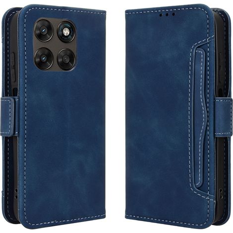 Funda tipo libro para Motorola Moto G77 / G67, con ranura para tarjeta, color azul.