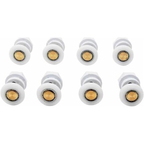 8PCS Roulettes de Douche Roue pour Porte de Douche Roulettes Coulissantes Rouleaux De Porte De Douche Laiton Cabine de Douche Porte a Roulette Roue de Porte Poulies Accessoire Matériel Outil (1/4)