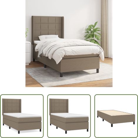 vidaXL Tête de lit réglable - Sommier à lattes de lit avec matelas Taupe 80x200 cm Tissu (1/5)