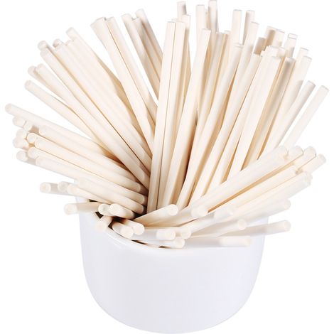 Lot de 100 bâtonnets colorés pour sucettes, gâteaux, bonbons et chocolat - 10 cm, blanc cassé (1/5)