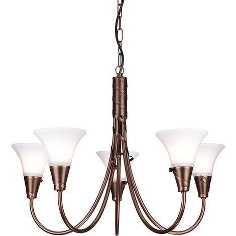 Elstead Emily - Lustre à 5 ampoules au fini cuivre, E14