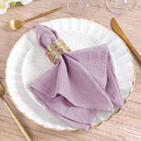 Serviette De Table - Lin Et Coton - 40,6 X 40,6 Cm - Style Bohème Rustique - Pour Mariage Fête Prénatale Jardin - Lot De 6 (1/4)
