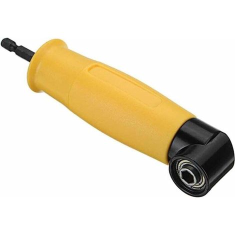 Perceuses à angle droit adaptateur coudé pour visseuse électrique avec porte-embout magnétique à changement rapide 1/4 6.35mm Inoxydable Hex, Jaune (1/4)