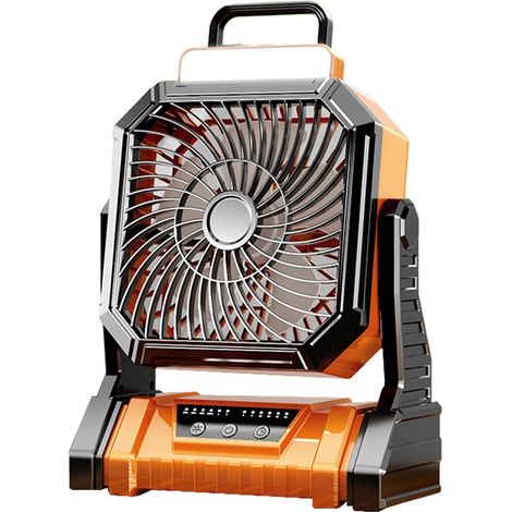 Ventilatore portatile ricaricabile tramite USB Type-C, 5400 mAh, LED, 4 velocità, rotazione a 270°, silenzioso (20 dB), timer, ideale per campeggio in ambienti interni ed esterni. (1/5)