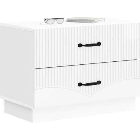 Maison Exclusive - Armadio da Notte con cassetto Bianco Lucido 62 x 34,5 x 44,5 cm