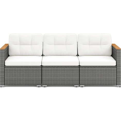 COSTWAY 3-Seat Patio Couch Sofa PE Rattan Wicker Outdoor Loveseat Furniture (1/5)