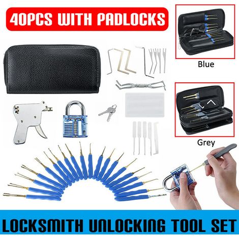Extractor Padlock Lockpick Tool Kits with Carrying Bag for Professional Beginner Kids (Blue, 40PCS) (1/5)