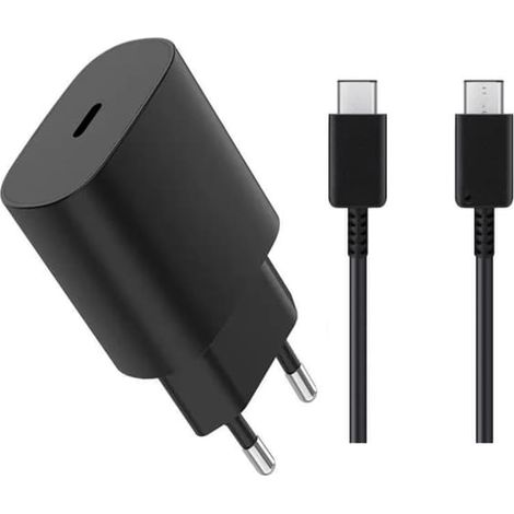 Lot de 2 chargeurs rapides Samsung - Adaptateur + câble 25 W USB-C 2 m Noir (1/5)