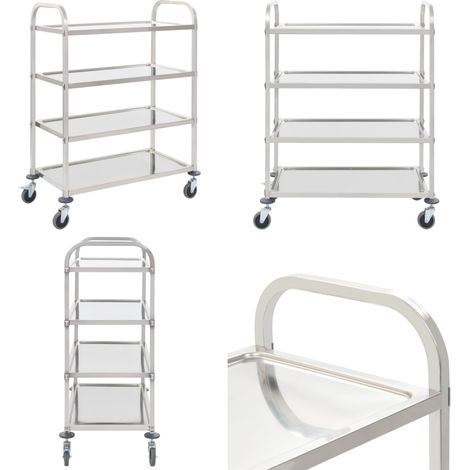 4-Stufiger Servierwagen 107 x 55 x 125 cm Edelstahl - Küchenwagen - Servierwagen - Edelstahl - Rollwagen - Barwagen - Home & Living (1/5)