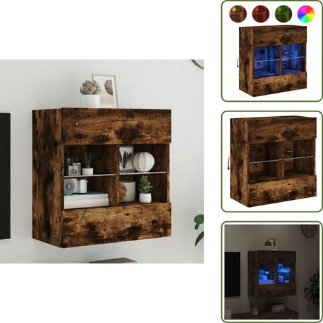 The Living Store TV-Wandschrank mit LED-Leuchten Räuchereiche 58,5x30x60,5 cm - TV-Schrank - Holzschrank - Regal - Wandregal - Wohnzimmer Dekoration (1/5)