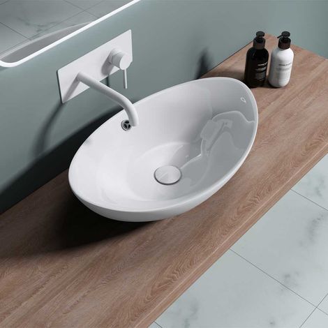 Durovin Bathrooms Oval Countertop Basin With Overflow Slot 590 x 380 x 190mm