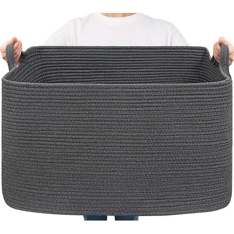 Grand panier de rangement 85 L tressé – Gris Foncé