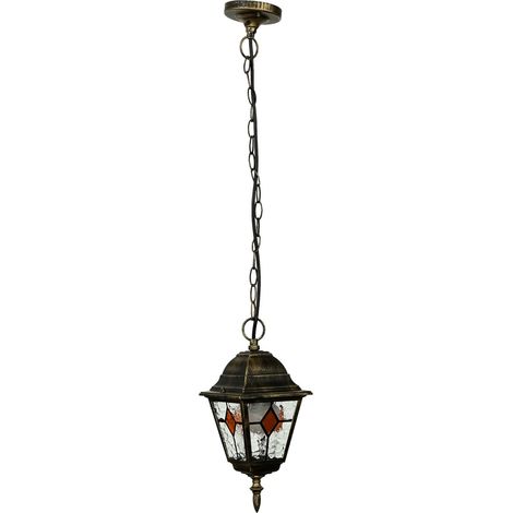 Außen Pendelleuchte in Gold Antik SALZBURG Tiffany Stil
