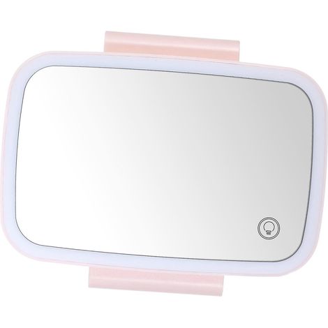 Miroir pare-soleil de voiture avec lumières LED, miroir de maquillage ombragé réglable, pince rose