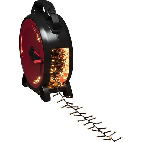 Guirlande lumineuse micro-LED compactes avec enrouleur de câble, 1200 diodes de couleur ambre, 30 V, extérieur (IP44), Câble noir (1/5)