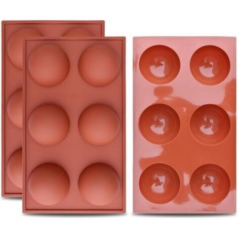 Moules à pâtisserie en silicone - Ensemble de 2 moules hémisphériques (6 cavités) - 29 x 17 x 3,5 cm - Parfait pour la confection de gâteaux et de chocolats (1/5)