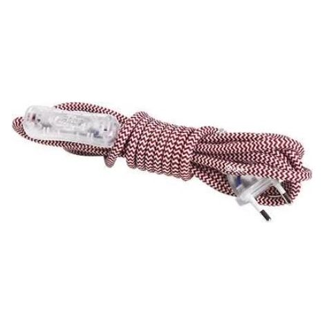 Spina per cavo tessile 1,5 m (2x0,75 mm) + interruttore rosso e bianco GSC 001102965
