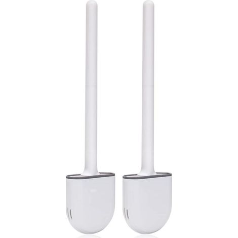 Silikon-Toilettenbürste (2-teilig), Toilettenbürste, Silikon-Toilettenbürste mit Halter, weichen Borsten und rutschfestem Griff, Schnellreinigungs-Silikon-Toilettenbürste, Hänge-Toilettenbürste (1/5)