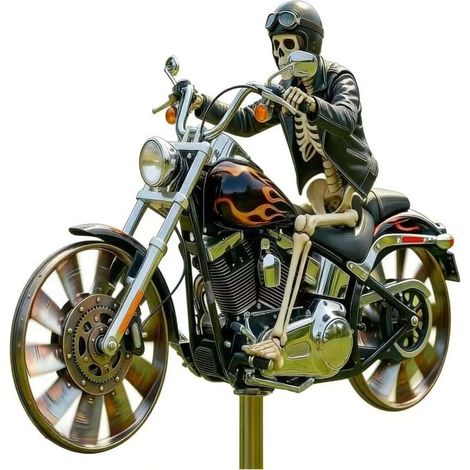 Moulinet de Jardin en Fer, Plusieurs Styles d'éoliennes, équipé de Roues rotatives, Sculpture d'extérieur Unique pour Amis et Famille (Motocicletas)