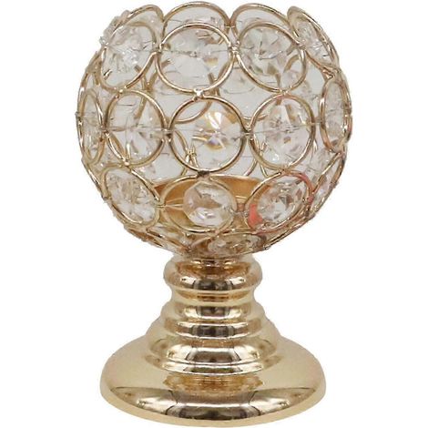 Bougeoirs en cristal, chandeliers argentés et dorés, centres de table pour salle à manger, buffet, vitrine, décoration de mariage à domicile-8.5x11.5cm Golden