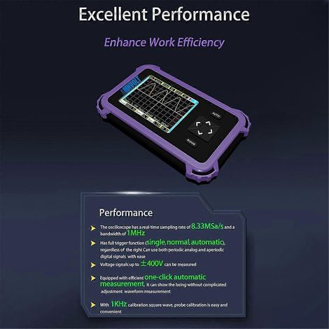 Oscilloscope numérique portable PDS833, écran 2,8 pouces, 1 MHz, analogique, couleurs aléatoires (1/5)