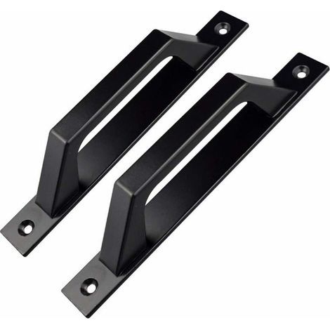 Poignée de porte en forme de D pour portes de jardin en bois (noir, 200 mm, lot de 2) (1/5)